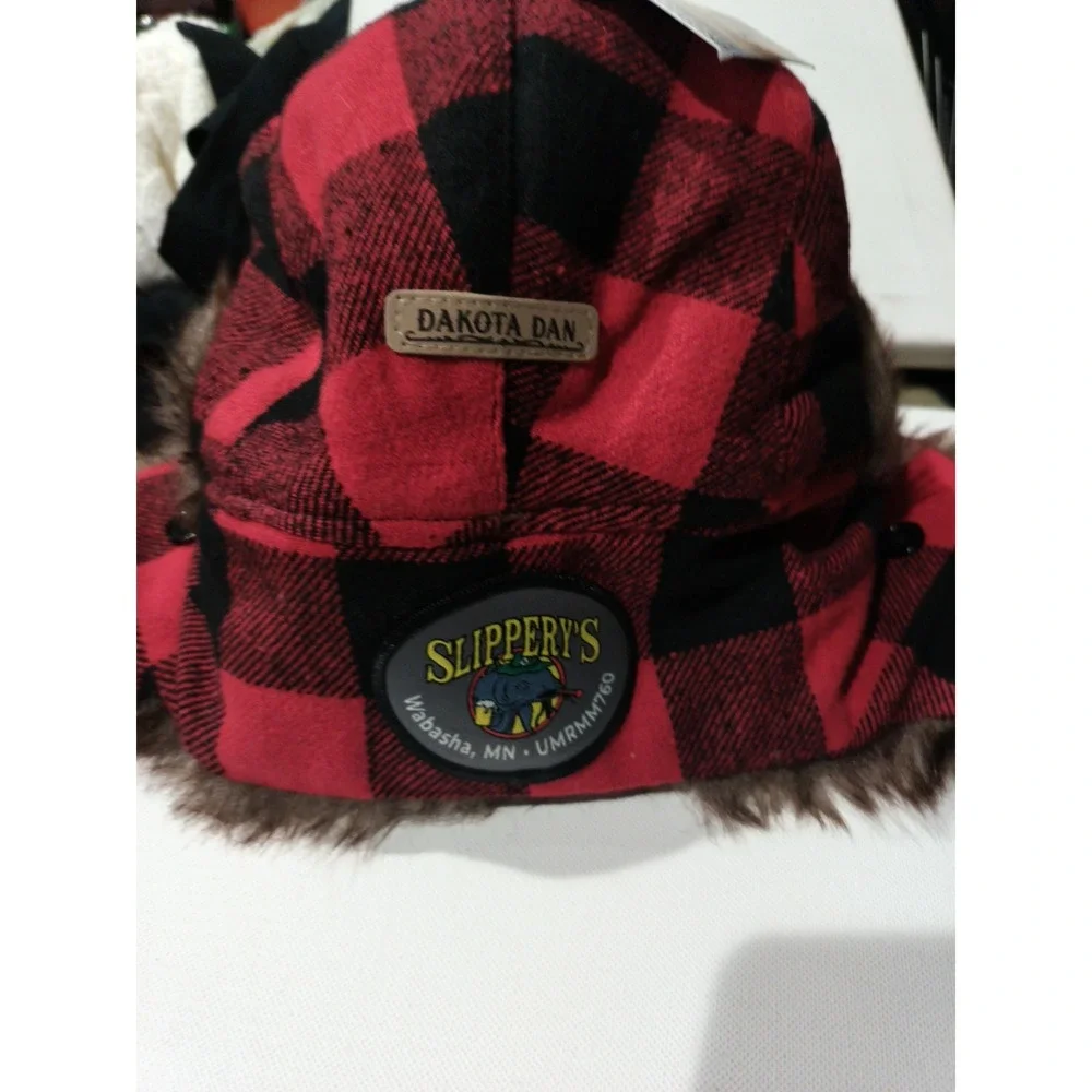 Dakota Dan Red Black PlaidTrapper Hat – Faux Fur Lined Winter Aviator Cap
